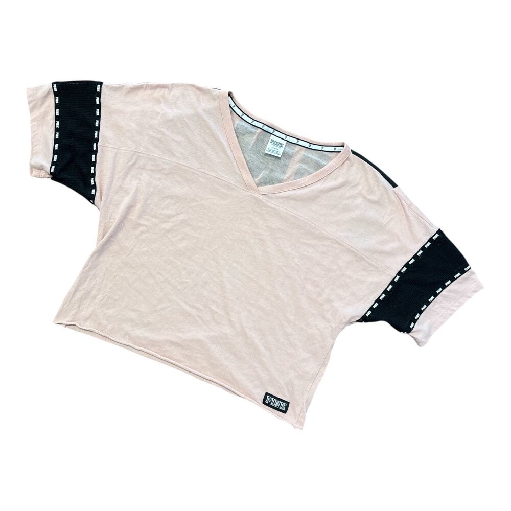 Victoria Secret PINK Crop Jersey Too Medium Sz Women w Mesh Sleeves